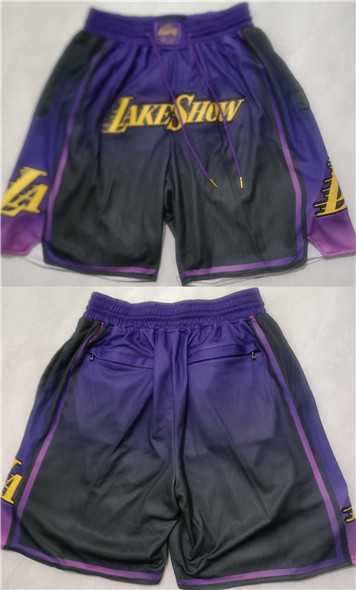 Los Angeles Lakers Purple Black 2025 City Edition Shorts (Run Small)->->NBA Jersey